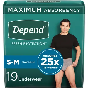 Depend FIT-FLEX Incontinence Underwear for Men, Maximum Absorbency, Small/Medium