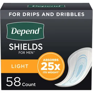 Depend Incontinence Shields for Men - Light Absorbency, Ultra-Thin, Discreet Protection