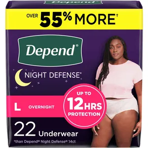Depend Night Defense Adult Incontinence Underwear for Women, Large, Blush - Overnight Protection