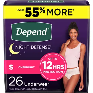 Depend Night Defense Women's Incontinence Underwear, Small, Blush - 12 Hours Overnight Protection