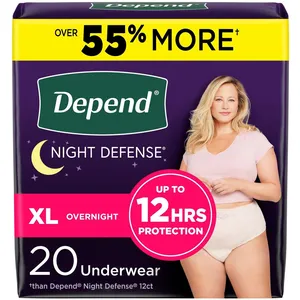 Depend Night Defense Women's Incontinence Underwear - Extra-Large, Blush, Overnight Protection