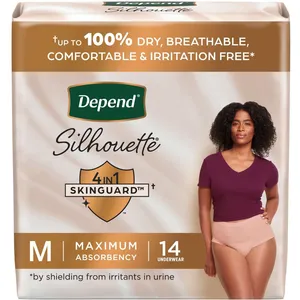 Depend Silhouette Incontinence Underwear for Women, Medium, Maximum Absorbency, Pink