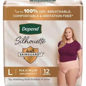 Depend Silhouette Maximum Absorbency Underwear for Women, Large, Pink, 12 Count â€“ Ultimate Comfort