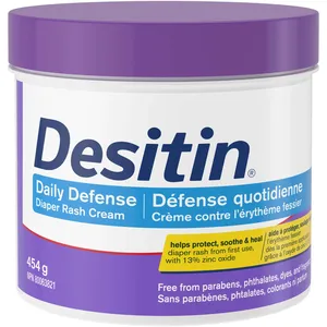 Desitin Daily Defense Diaper Rash Cream - 13% Zinc Oxide, Hypoallergenic, Gentle for Baby's Skin
