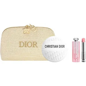 Dior Beauty and Care Set - Limited Edition Lip Balm & Revitalizing Balm in Golden Makeup Bag