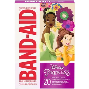 Disney Princess Band-Aid Adhesive Bandages for Kids, Waterproof First Aid Supplies, 20 Count