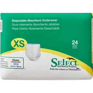 Disposable Absorbent Underwear, X-Small - Soft, Breathable, Latex-Free with Kufguards and Tear-Away Seams