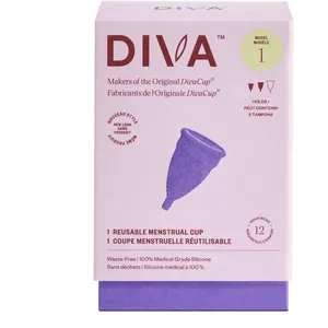 DivaCup Model 1 Menstrual Cup - Reusable, Comfortable, 100% Medical Grade Silicone, Odour-Free Protection