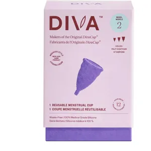 DivaCup Model 2 - Reusable Menstrual Cup, 100% Medical Grade Silicone, Leak-Free Protection