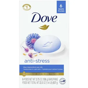Dove Anti-Stress Beauty Bar with Blue Chamomile & Oat Milk Scent, Gentle Moisturizing Cream Bar
