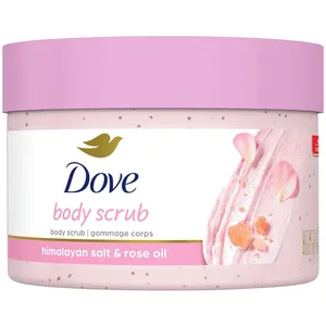 Dove Himalayan Salt & Rose Oil Body Scrub for Silky Smooth Skin - Exfoliating & Nourishing