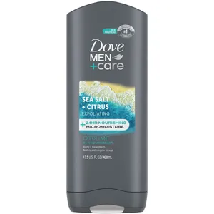 Dove Men+Care Exfoliating Sea Salt + Citrus Body Wash, 24-Hour Micromoisture for Healthy Skin