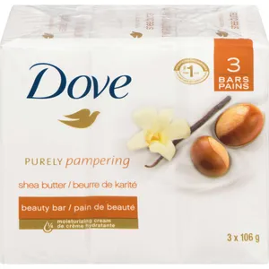 Dove Pampering Beauty Bar with Shea Butter & Warm Vanilla - 106g, 3 Count for Soft, Healthy Skin