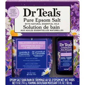 Dr Teal's Melatonin Holiday Set with Epsom Salts and Foaming Bath for Relaxation