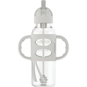 Dr. Brown's Sippy Straw Bottle with Silicone Handles in Grey - Perfect for Baby's Learning Journey