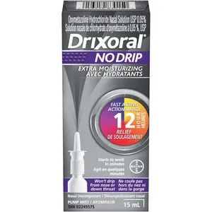 Drixoral No Drip Extra Moisture Spray 15ml for Dry Nasal Passages Relief - Soothing & Moisturizing