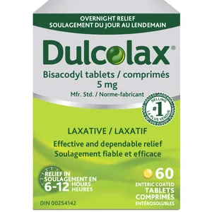 Dulcolax 5mg Laxative Tablets 60ct – Effective Relief for Occasional Constipation, Overnight Action