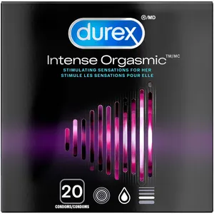 Durex Intense Orgasmic Condoms Ribbed & Dotted - Enhanced Stimulation with Desirex Gel for Pleasure