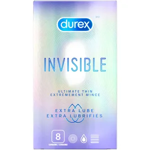 Durex Invisible Extra Thin Extra Smooth Condoms - Ultimate Sensitivity & Extra Lubricated Latex