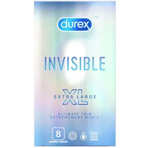 Durex Invisible XL Condoms - Ultimate Thin, Transparent, Extra Sensitive for Comfort and Protection