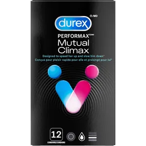 Durex Mutual Climax Condoms, Ribbed & Dotted with Delay Gel for Enhanced Pleasure & Performance
