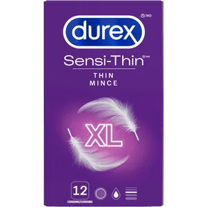 Durex Sensi-Thin XL Condoms - Extra Thin Comfort Fit for Enhanced Sensitivity, Latex, 20% Thinner