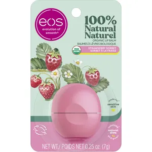 EOS 100% Natural Organic Lip Balm Sphere - Strawberry Sorbet, 0.25 oz, Hypoallergenic