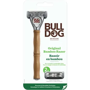 Eco-Friendly Bulldog Original Bamboo Razor with 5 Blades and Aloe Lubricating Strip