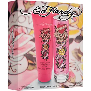 Ed Hardy 2 Piece Fragrance Gift Set for Women - 3.4 fl. oz Eau de Parfum & 6.8 oz Body Lotion