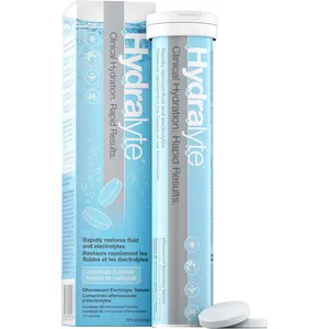 Effervescent Electrolyte Tablets Lemonade - Hydralyte for Rehydration, Gluten-Free, 20 Tablets