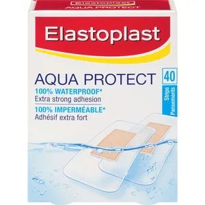 Elastoplast Aqua Protect Waterproof Adhesive Bandages - 40 Strips, Flexible & Discreet Protection