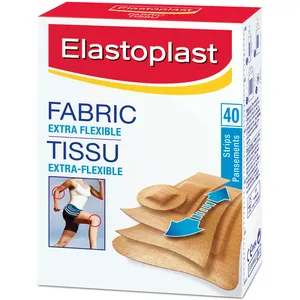 Elastoplast Assorted Fabric Adhesive Bandages, 40 Strips - Flexible, Breathable Protection for Wounds