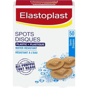 Elastoplast Spots Plastic Adhesive Bandages - 50 Count, Water & Dirt Resistant, Strong Adhesion