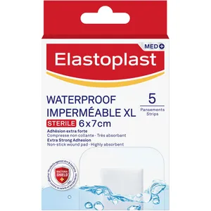 Elastoplast Waterproof XL Dressings - Large Plasters for Post-Operative Wounds, 6x7 cm, Sterile
