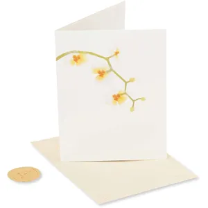 Elegant Papyrus Blank Card with Orchids and Gold Foil Accents - Perfect for Any Occasion