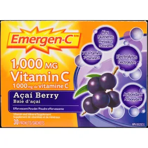 Emergen-C Acai Berry Vitamin C & Mineral Supplement, 30 Packets for Energy & Immune Support