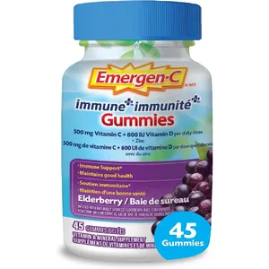 Emergen-C Immune+ Gummies 500mg Vitamin C, Multivitamin Supplement, Elderberry Flavor