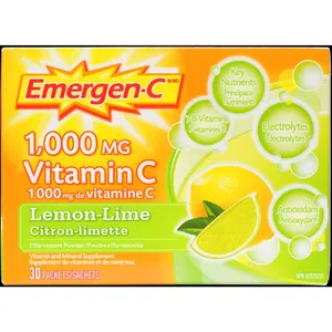 Emergen-C Lemon Lime Fizzy Drink Mix - Vitamin C & Mineral Supplement, 30 Packets