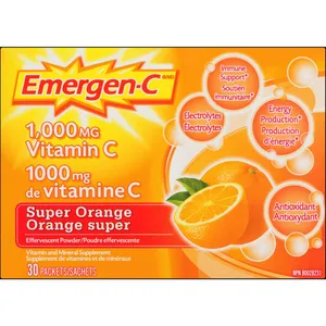 Emergen-C Super Orange Vitamin C & Mineral Supplement Fizzy Drink Mix, 30 Packets