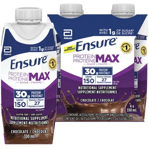 Ensure Protein Max 30g Chocolate Nutrition Shake, 150 Calories, Gluten-Free, 4 Pack, 330mL