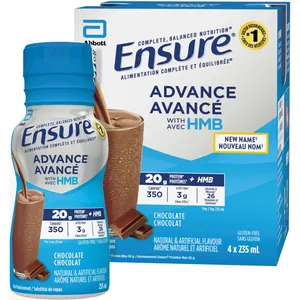 Ensure Protein Max Chocolate - 20g Protein, 26 Vitamins & Minerals, Gluten-Free, 4 x 235 mL