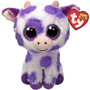 Ethel Beanie Boo - Purple Spots Cow Plush Toy, Soft & Cuddly, Perfect for Kids & Collectors