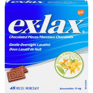 Ex-Lax Chocolated Pieces for Overnight Constipation Relief - 15mg Sennosides, Tasty & Effective