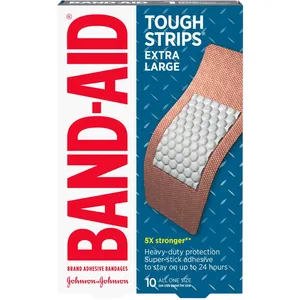 Extra Large Band-Aid Tough-Strips Adhesive Bandages for Heavy-Duty Protection, Pack of 10 or 20