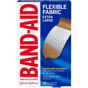 Extra Large Flexible Fabric Band-Aid Adhesive Bandages for Wound Protection, 8-80 Count