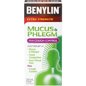 Extra Strength Benylin Cold Syrup for Mucus & Phlegm Relief - 250 mL Bottle