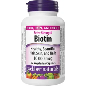 Extra Strength Biotin 10,000 mcg - Promotes Healthy Hair, Skin & Nails - Non-GMO Vegetarian Capsules