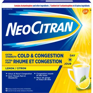 Extra Strength NeoCitran Non-Drowsy Cold & Congestion Lemon Drink - 10 Pack Relief