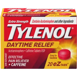 Extra Strength Tylenol Daytime Relief Tablets, 500mg Acetaminophen + 65mg Caffeine, 20/80 Count