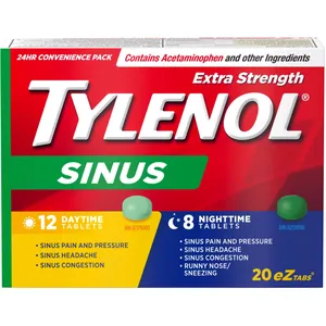 Extra Strength Tylenol Sinus Relief Day/Night eZTabs, 20 Count â€“ Effective Pain & Congestion Relief